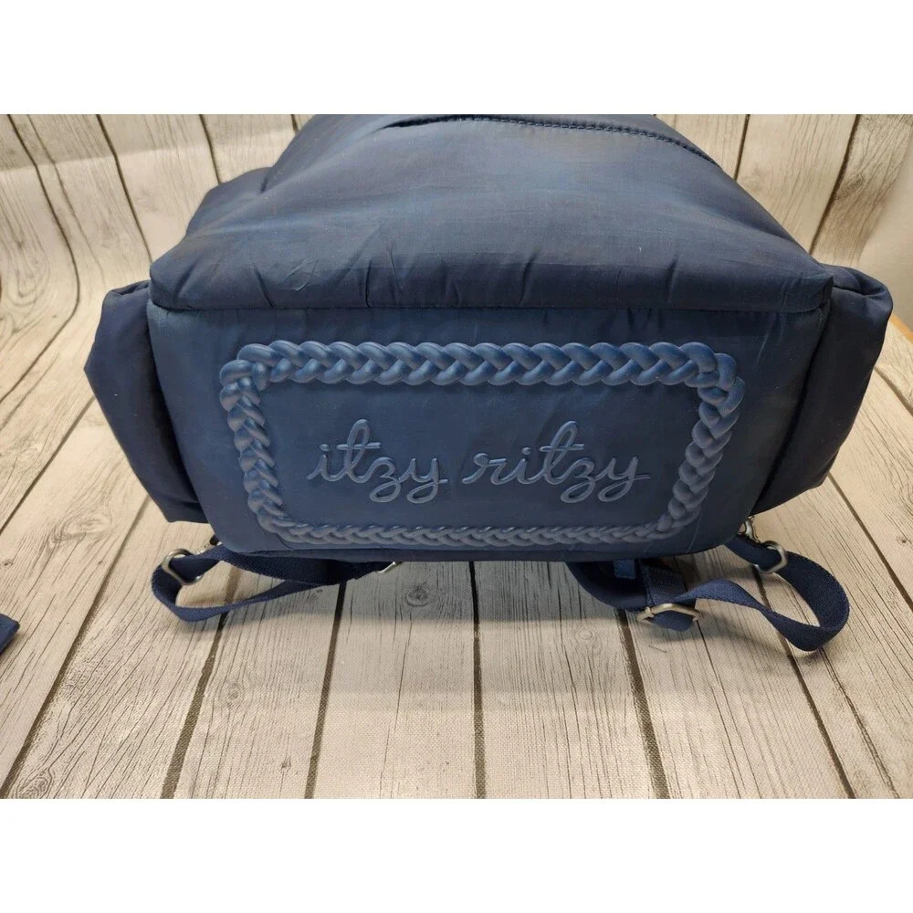 Itzy Ritzy Navy Blue Puffer Nylon Baby Dream Convertible Backpack Diaper Bag